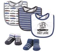 Hudson Baby Unisex Baby Cotton Bib and Sock Set, Vintage Cars, One Size