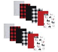 Hudson Baby Unisex Baby Cotton Flannel Burp Cloths Bundle, Buffalo Plaid Bear, One Size