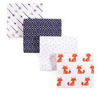 Hudson Baby Unisex Baby Cotton Flannel Receiving Blankets, 4-Pack, Foxes, One Size