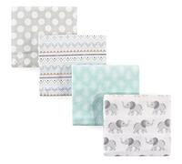 Hudson Baby Unisex Baby Cotton Flannel Receiving Blankets, 4-Pack, Gray Elephant, One Size