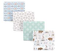 Hudson Baby Unisex Baby Cotton Flannel Receiving Blankets, 4-Pack, Teepee, One Size