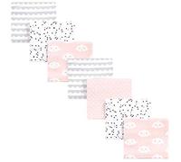 Hudson Baby Unisex Baby Cotton Flannel Receiving Blankets Bundle, Pink Clouds, One Size