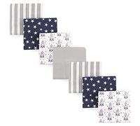 Hudson Baby Unisex Baby Cotton Flannel Receiving Blankets Bundle, Rocket Ship, One Size