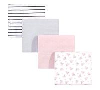 Hudson Baby Unisex Baby Cotton Flannel Receiving Blankets, Gray Pink Floral, One Size