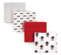Hudson Baby Unisex Baby Cotton Flannel Receiving Blankets, Mustache Hat, One Size