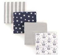 Hudson Baby Unisex Baby Cotton Flannel Receiving Blankets, Rocket Ship, One Size
