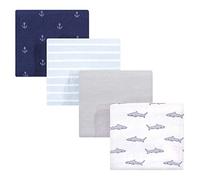 Hudson Baby Unisex Baby Cotton Flannel Receiving Blankets, Shark, One Size