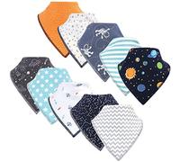 Hudson Baby Unisex Baby Cotton Fleece Bandana Bibs - blue - One size