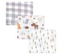 Hudson Baby Unisex Baby Cotton Muslin Swaddle Blankets, Woodland 3-Pack, One Size