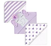 Hudson Baby Unisex Baby Cotton Rich Hooded Towels, Purple Dots Pretty Elephant, One Size
