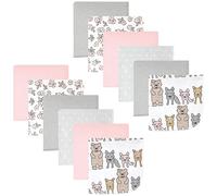 Hudson Baby Unisex Baby Flannel Cotton Washcloths 12-Pack, Wild Forest Pink, One Size