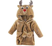 Hudson Baby Unisex Baby Plush Animal Face Robe, Boy Reindeer, One Size, 0-9 Months