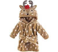 Hudson Baby Unisex Baby Plush Animal Face Robe, Girl Reindeer, One Size, 0-9 Months