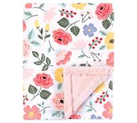 Hudson Baby Unisex Baby Plush Blanket with Furry Binding and Back, Modern Botanical, One Size