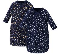 Hudson Baby Unisex Baby Safe Sleep Wearable Long-Sleeve Sleeping Bag, Metallic Stars 2-Pack, 0-3 Months (3M)