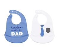 Hudson Baby Unisex Baby Silicone Bibs, Handsome Just Like Dad, One Size