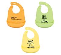 Hudson Baby Unisex Baby Silicone Bibs, Yellow Hangry, One Size