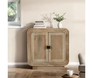 Hudson Cabinet - 2 Door - Small - Ribbed Carved - Mango Wood