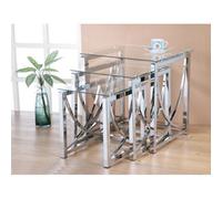 Hudson Clear Glass Nest Of Coffee Tables Modern Nesting Table Set Side Table