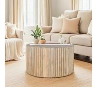 Hudson Coffee Table - Round - Ribbed Carved - Mango Wood