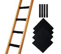 Hudson Comfort Bunk Bed Ladder Pads - Soft Brushed Fabric for Foot Comfort with Anti Slip Dots on Bottom - Strong Velcro and Adjustable Straps for a Tight Wrap - 10x10 Inch (Set of 4) Black