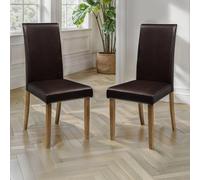 Hudson Dining Chair - Set of 2 - Brown Faux Leather