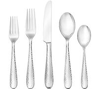 Hudson Essentials - 18/10 Hammered Stainless Steel Flatware Set, 40 Piece, Utensil Cutlery Service for 8 - Bergamo Premium Cutlery Set