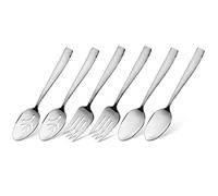 Hudson Essentials 6-Piece Hammered 18/10 Stainless Steel Silverware Serving Spoons and Forks Set - Hostess Buffet Flatware