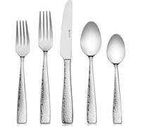 Hudson Essentials 60-Piece Hammered 18/10 Stainless Steel Silverware Cutlery Set, Flatware Service for 12