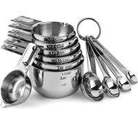 Hudson Essentials Juego de tazas y cucharas medidoras de acero inoxidable, juego de 11 piezas apilables