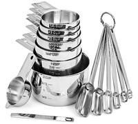 Hudson Essentials Stainless Steel Measuring Cups and Spoons Set (15 Piece Set)