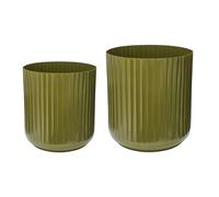 Ivyline Hudson Green Corrugated Planter 2pk H37cm D37cm, Green