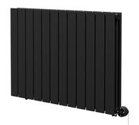 Hudson Heating Hudson Colore Horizontal Digital Thermostatic Electric Double Panel Radiator | Matt Black | Mild Steel | 600mm x 908mm