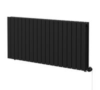 Hudson Heating Hudson Colore Horizontal Digital Thermostatic Electric Double Panel Radiator | Matt Black | Mild Steel | 600mm x 1440mm