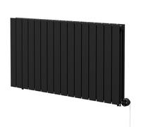 Hudson Heating Hudson Colore Horizontal Digital Thermostatic Electric Double Panel Radiator | Matt Black | Mild Steel | 600mm x 1212mm