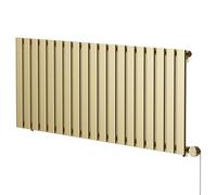 Hudson Heating Hudson Colore Horizontal Digital Thermostatic Electric Single Panel Radiator | Brushed Brass | Mild Steel | 600mm x 1440mm