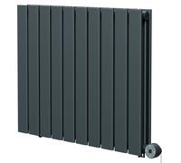 Hudson Heating Hudson Horizontal Digital Thermostatic Electric Double Panel Radiator | Anthracite | Mild Steel | 600mm x 756mm
