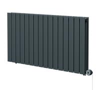 Hudson Heating Hudson Horizontal Digital Thermostatic Electric Double Panel Radiator | Anthracite | Mild Steel | 600mm x 1212mm