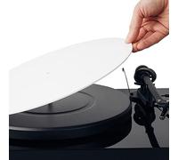 Hudson Hi-Fi Acrylic Turntable Mat - White - LP Slipmat Platter Mat Upgrade with Record Label Recess
