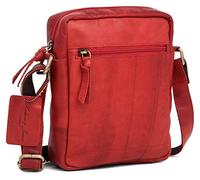 Hudson & James 100% Genuine Real Vintage Hunter Leather Handmade Mens Womens Leather Everyday Crossover Shoulder Work Tablet Messenger Bag (Vintage Red)