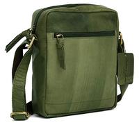 Hudson & James 100% Genuine Real Vintage Hunter Leather Handmade Mens Womens Leather Everyday Crossover Shoulder Work Tablet Messenger Bag (Vintage Green)
