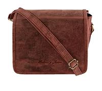 Hudson & James Designer Genuine Leather Handmade Women Ladies Mens Cross Body Unisex Flapover Travel Satchel Crossover Shoulder Bag with Adjustable Strap (Distressed Reddish Brown)