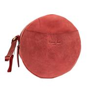 Hudson & James Designer Genuine Leather Women Ladies Circle Travel Satchel Everyday Crossover Cross body Shoulder Handbag Bag (Distressed Red)