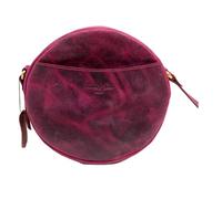 Hudson & James Designer Genuine Leather Women Ladies Circle Travel Satchel Everyday Crossover Cross body Shoulder Handbag Bag (Distressed Pink)