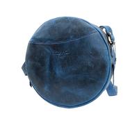 Hudson & James Designer Genuine Leather Women Ladies Circle Travel Satchel Everyday Crossover Cross body Shoulder Handbag Bag (Distressed Blue)