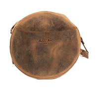 Hudson & James Designer Genuine Leather Women Ladies Circle Travel Satchel Everyday Crossover Cross body Shoulder Handbag Bag (Distressed Brown)