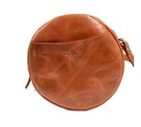 Hudson & James Designer Genuine Leather Women Ladies Circle Travel Satchel Everyday Crossover Cross body Shoulder Handbag Bag (Distressed Tan Crunch)
