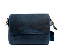 Hudson & James Designer Genuine Leather Women Ladies Small Travel Satchel Everyday Crossover Cross body Shoulder Handbag Bag (Distressed Blue)