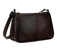 Hudson & James Designer Genuine Leather Women Ladies Travel Satchel Everyday Crossover Cross body Work Mobile Shoulder Handbag Bag (Dark Brown)