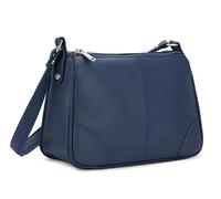 Hudson & James Designer Genuine Leather Women Ladies Travel Satchel Everyday Crossover Cross body Work Mobile Shoulder Handbag Bag (Navy)